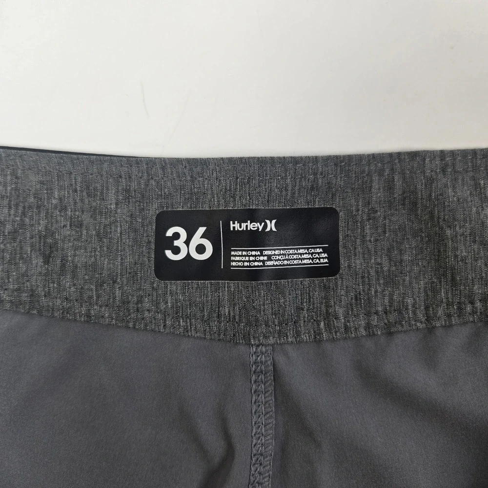 Hurley Board Shorts Men 36 Gray Phantom Striped Swim Trunks Surf